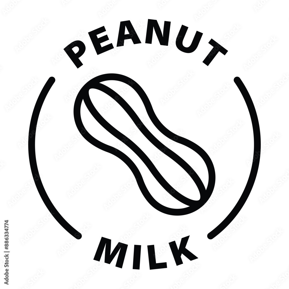 peanut milk black outline icon round rounded circle badge stamp label isolated on transparent background peanut milk black outline icon round rounded circle badge stamp label isolated on transparent background