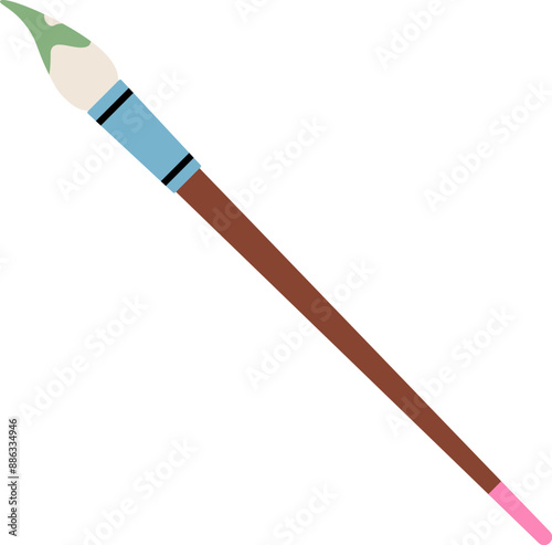 Brush with paint on it, simple element