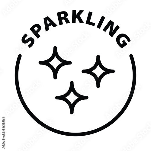 sparkling black outline icon round rounded circle badge stamp label isolated on transparent background