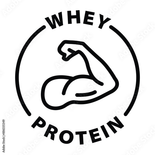 whey protein black outline icon round rounded circle badge stamp label isolated on transparent background