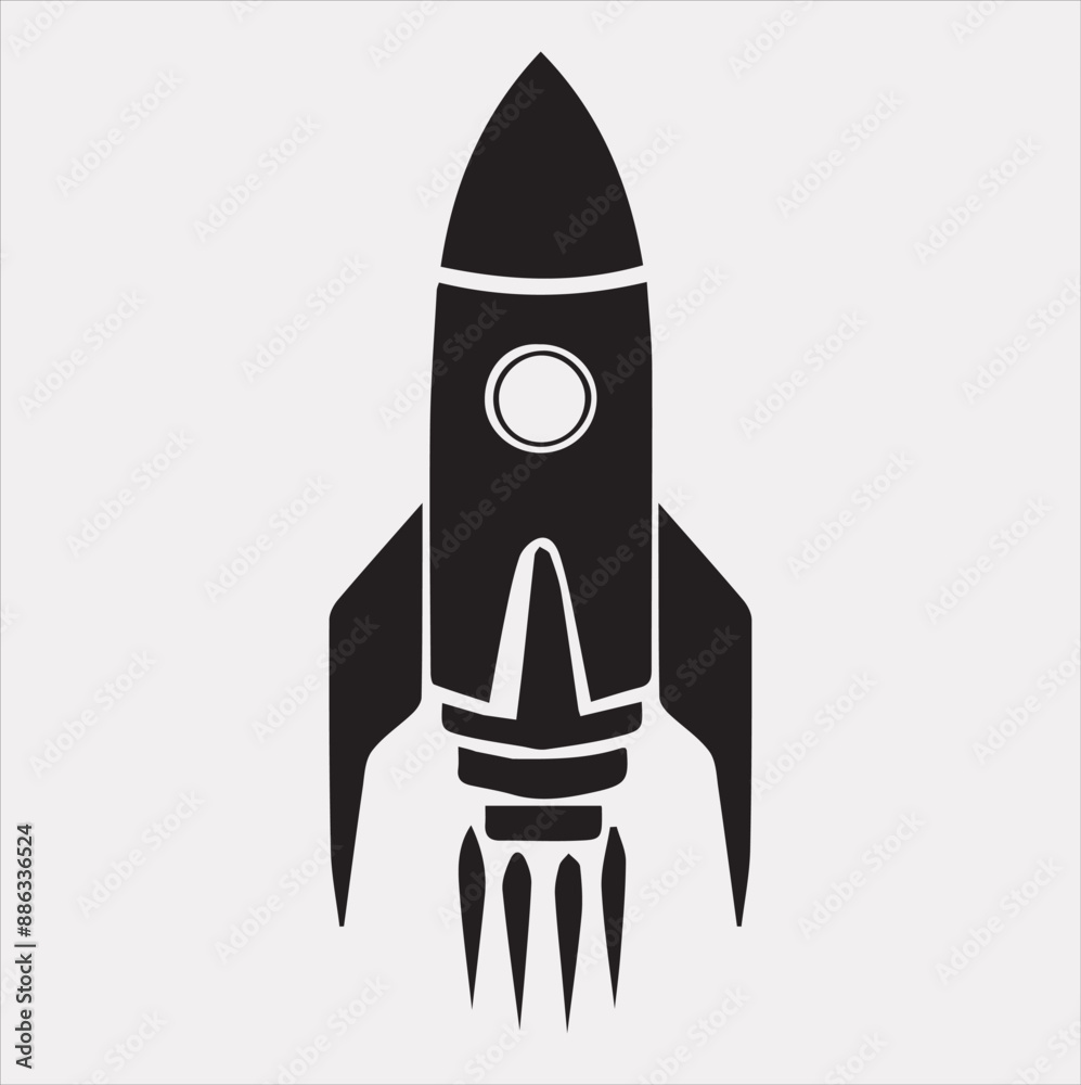 rocket vector silhouette on a white background rocket vector silhouette on a white background