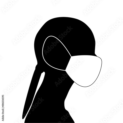 silhouette or illustration of a person wearing a mask because of Covid