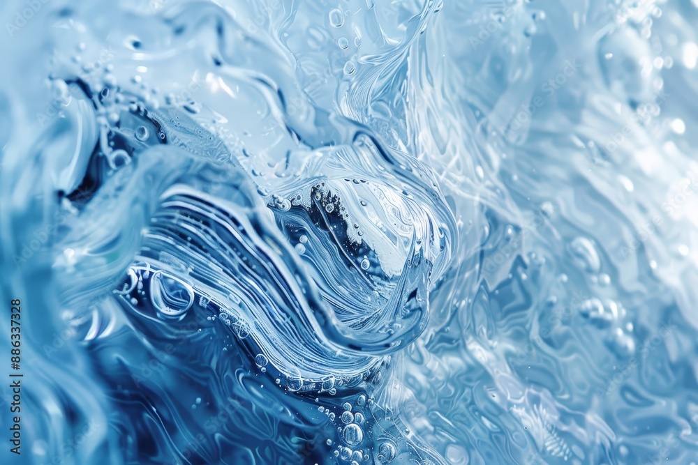 Delicate swirls of icy blue hues in a close-up view of a breaking water wave, Delicate swirls of icy blue hues dancing across the canvas Delicate swirls of icy blue hues in a close-up view of a breaking water wave, Delicate swirls of icy blue hues dancing across the canvas
