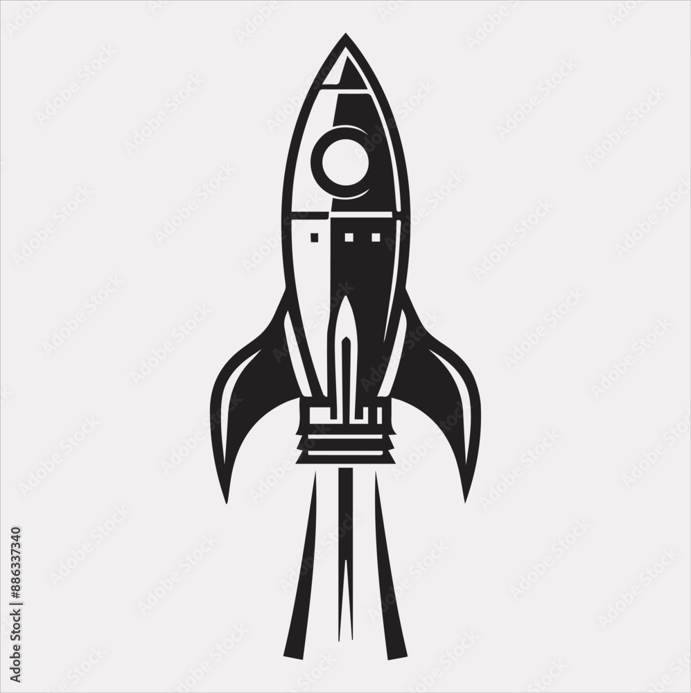 rocket vector silhouette on a white background rocket vector silhouette on a white background