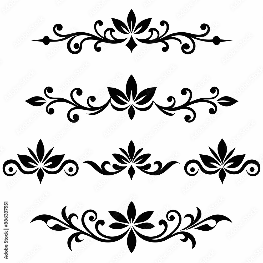 graphic with a black elegant plant ornament on an isolated background graphic with a black elegant plant ornament on an isolated background