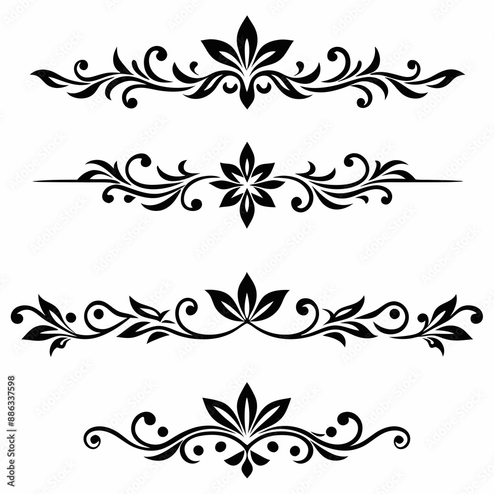 graphic with a black elegant plant ornament on an isolated background graphic with a black elegant plant ornament on an isolated background