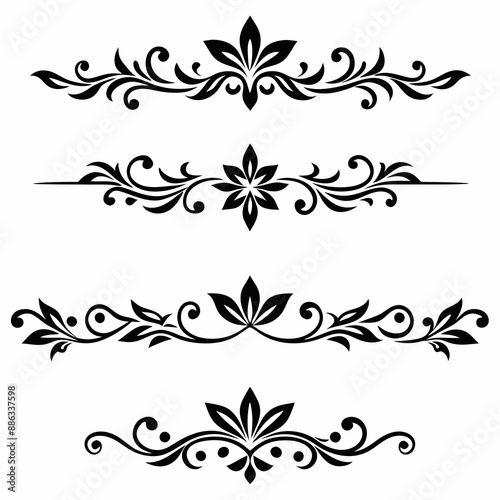 graphic with a black elegant plant ornament on an isolated background