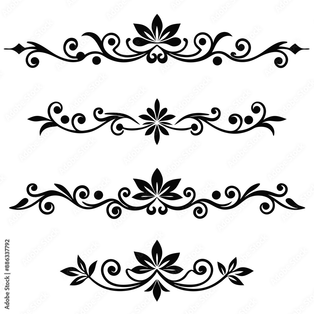 graphic with a black elegant plant ornament on an isolated background graphic with a black elegant plant ornament on an isolated background