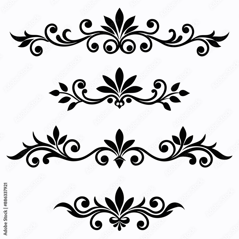 graphic with a black elegant plant ornament on an isolated background graphic with a black elegant plant ornament on an isolated background