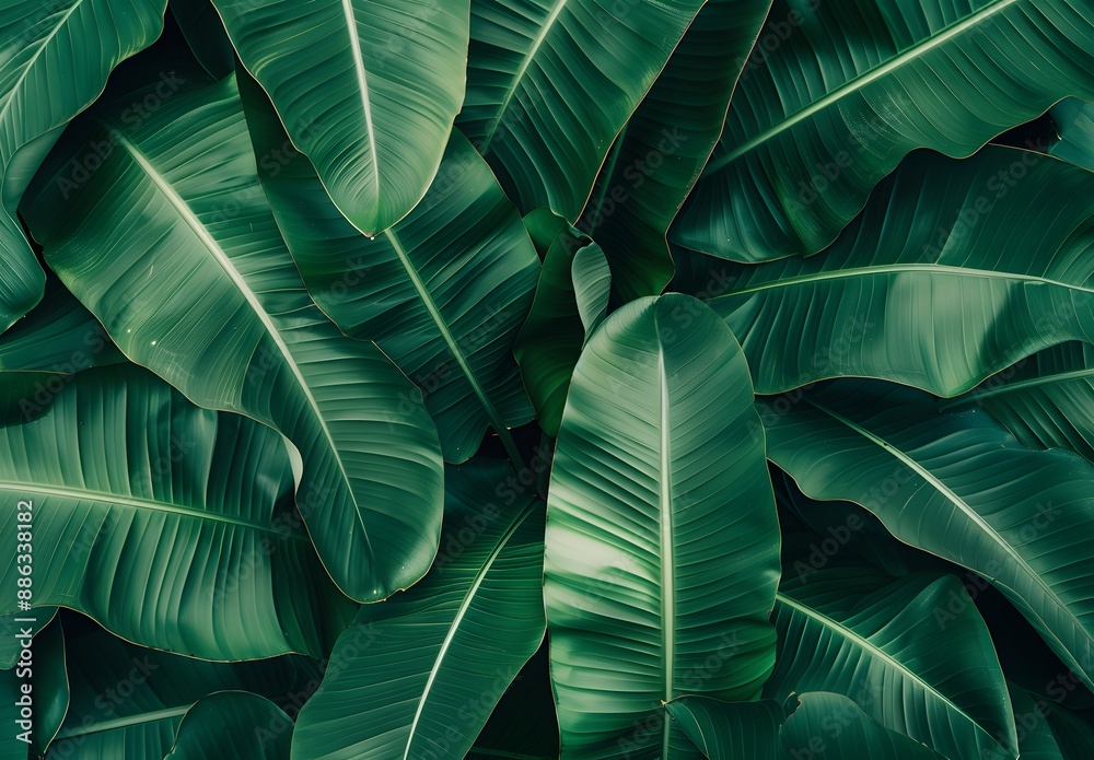 Obraz premium Tropical Green Banana Leaf Texture Background