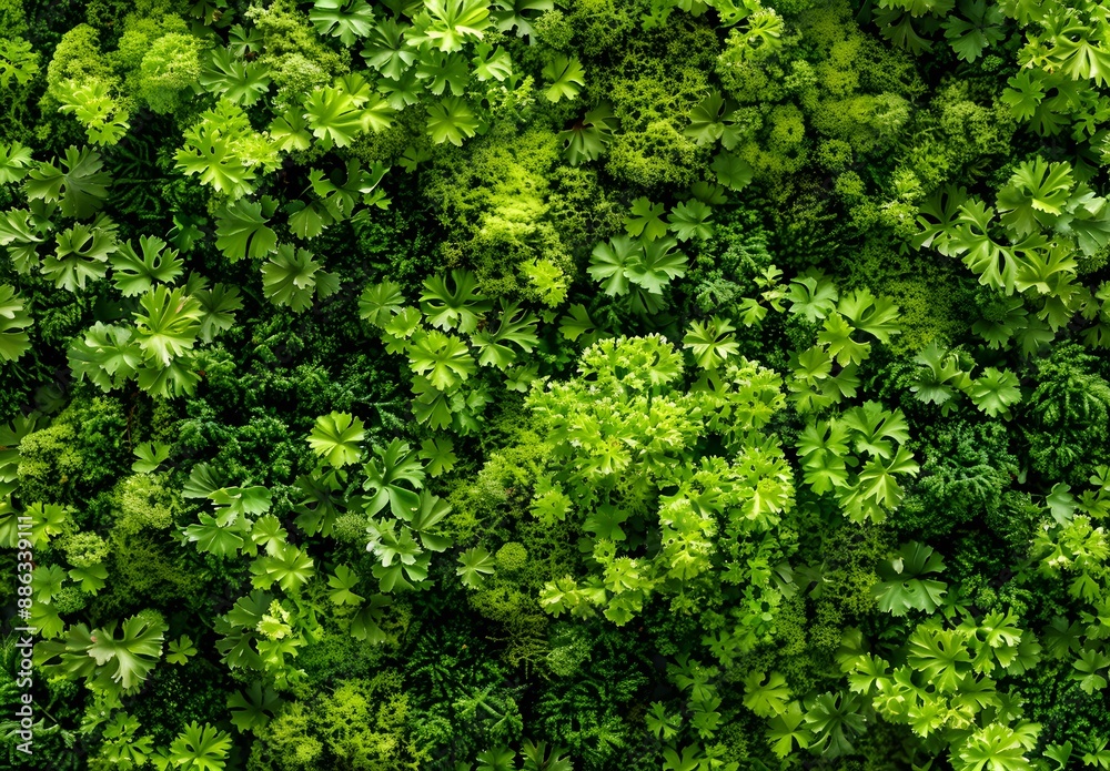 Fototapeta premium Green Moss Wall Texture, Top View, Flat Lay