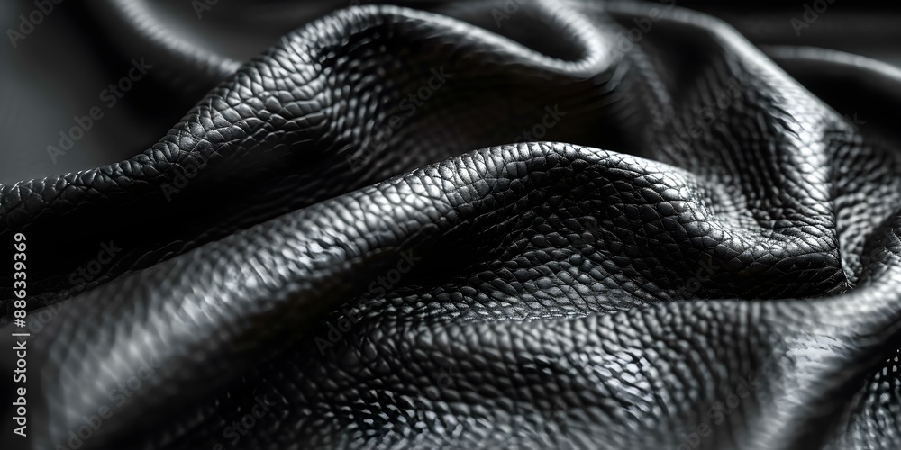 Detailed View of Black Faux Leather Texture with Reflection of Dark Grey Synthetic Material. Concept Texture Photography, Synthetic Material, Faux Leather, Dark Reflections Detailed View of Black Faux Leather Texture with Reflection of Dark Grey Synthetic Material. Concept Texture Photography, Synthetic Material, Faux Leather, Dark Reflections