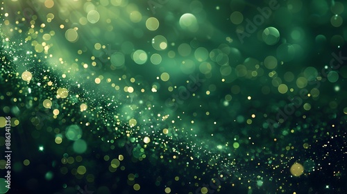 Sparkling Green Glitter Bokeh Background