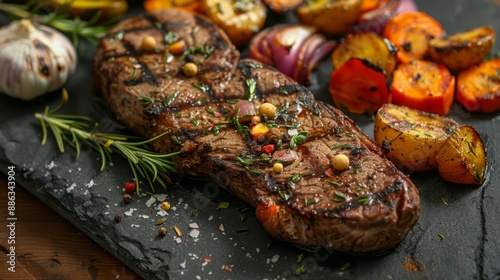 Perfectly Grilled Steak with Rosemary and Garlic Butter photo