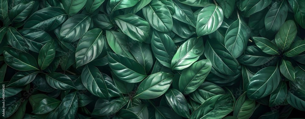 Dark Green Leaves Texture Background Panorama Dark Green Leaves Texture Background Panorama