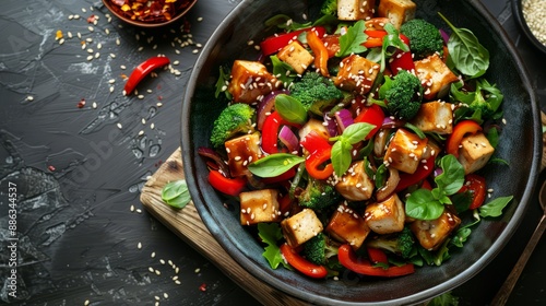 Vibrant Vegetable Stir-Fry with Tofu and Sesame photo