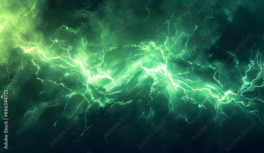 Obraz premium Abstract Green Lightning Energy Background Wallpaper