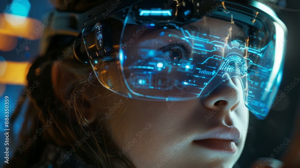Close-up of Girl with AR Glasses Close-up of Girl with AR Glasses