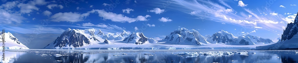 Obraz premium Panoramic View of Snowy Antarctic Mountains