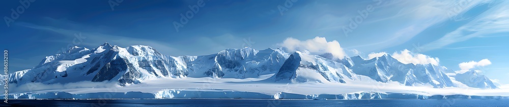 Obraz premium Panoramic View of Antarctica's Snow-Capped Mountains