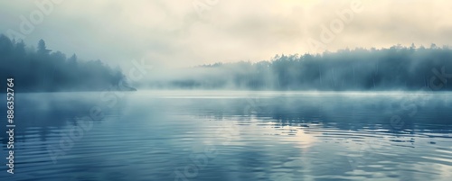 Misty Morning Lake in Finland