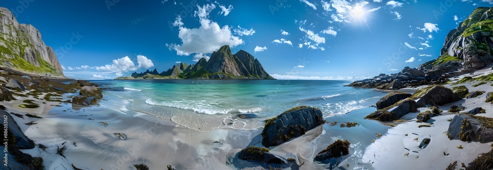 Panoramic View of Lofoten Islands Beach Panoramic View of Lofoten Islands Beach