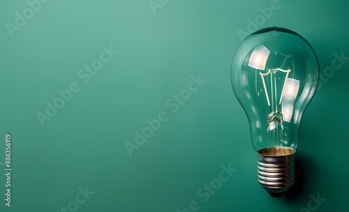 Light Bulb with White Wire on Green Background