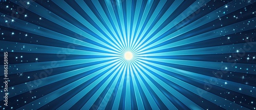 Anime-inspired dynamic sunburst, blue concentric elements, flat 2D abstract background. 