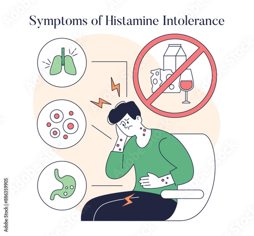 Low Histamine Diet. Flat Vector Illustration
