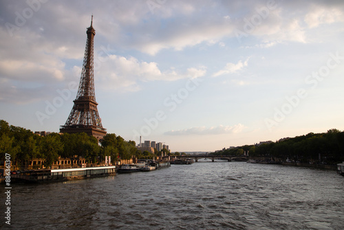 eiffel tower by the Seine river