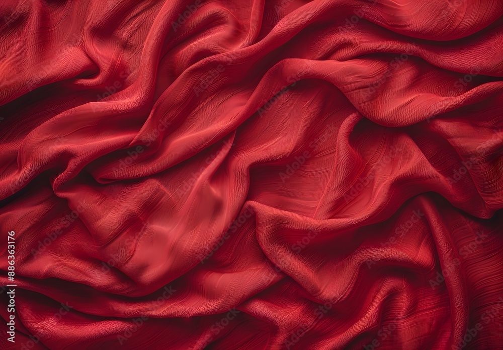 Obraz premium Red Fabric Texture Background - Draped Cloth