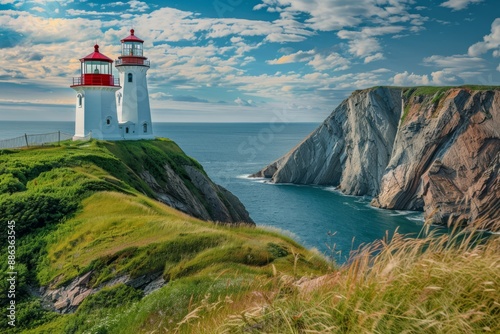 Lighthouse on a Cliffside Overlooking the Sea