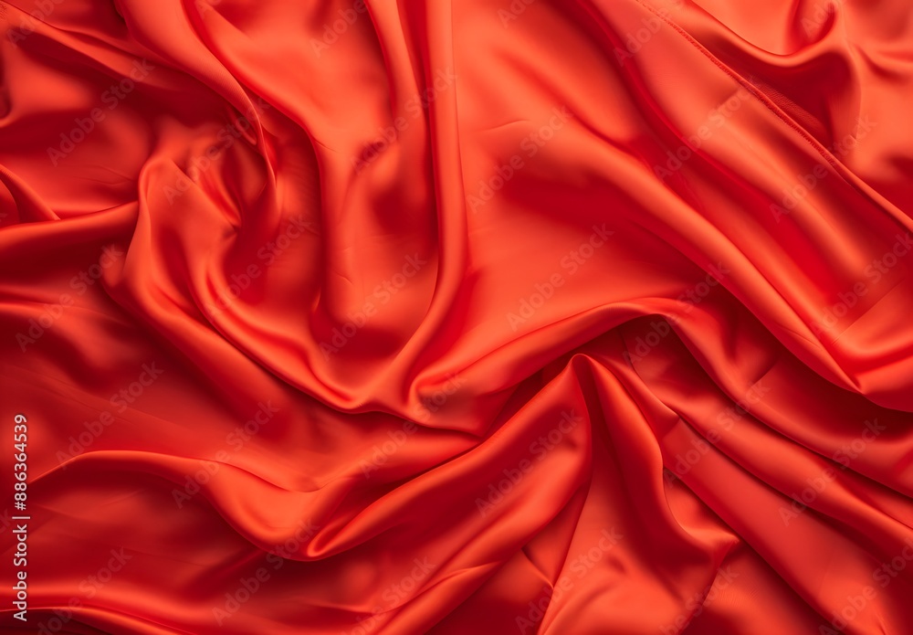Red Silk Fabric Background Texture Top View Red Silk Fabric Background Texture Top View