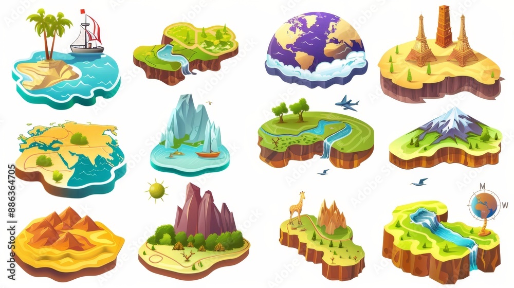 Isometric World Travel Islands. Isometric World Travel Islands.
