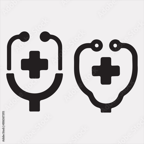 Stethoscope symbol health logo silhouette vector on a white background