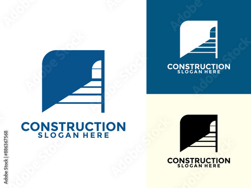 Abstract Construction logo with shadows floor vector, shadows of light coming in from windows
