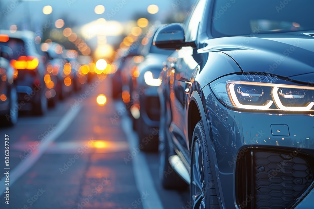 Car parked at an outdoor parking lot. Generative AI Car parked at an outdoor parking lot. Generative AI