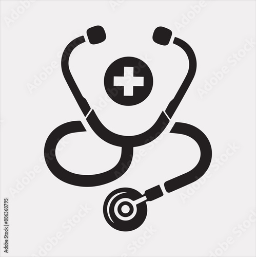 Stethoscope symbol health logo silhouette vector on a white background