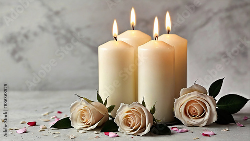 candle and christmas decorations