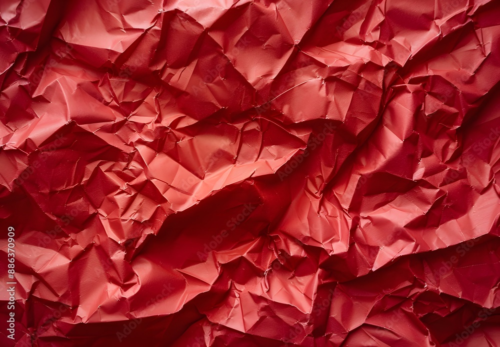 Crumpled Red Paper Texture Background
