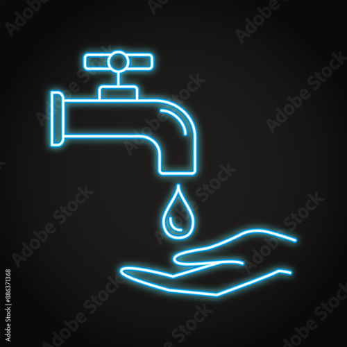 Water shortage neon line icon