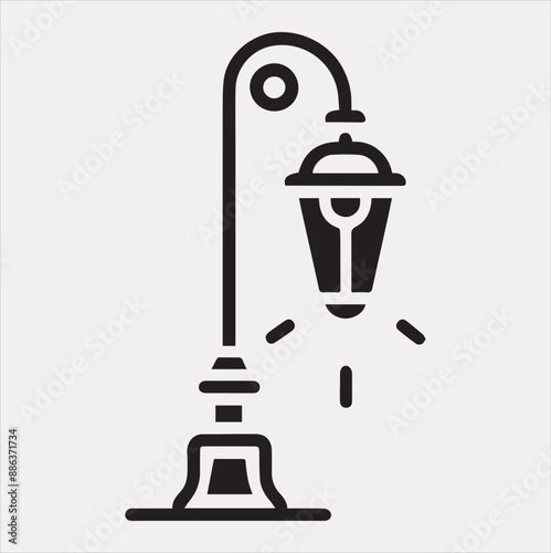 Street Lamp Thin line silhouette vector on white background