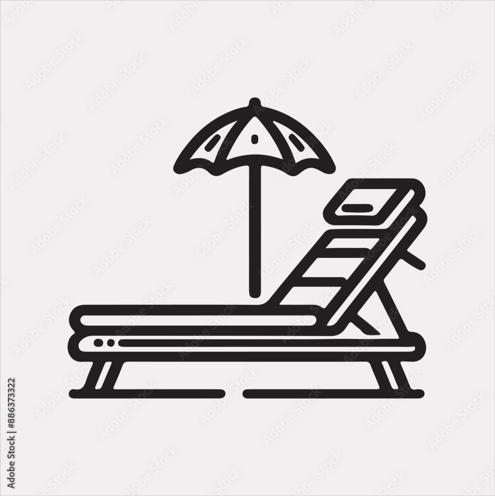 Sunbed icon Thin linear sunbed silhouette vector on a white background Sunbed icon Thin linear sunbed silhouette vector on a white background