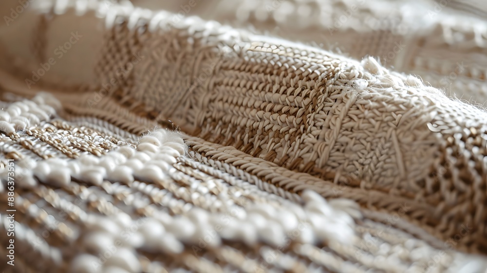 Detailed close-up of woven fabric texture, suitable for adding a tactile and cozy element. Detailed close-up of woven fabric texture, suitable for adding a tactile and cozy element.
