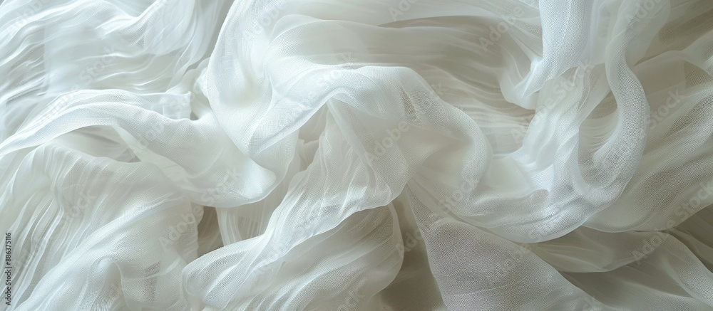 Close up image of white fabric with copy space image