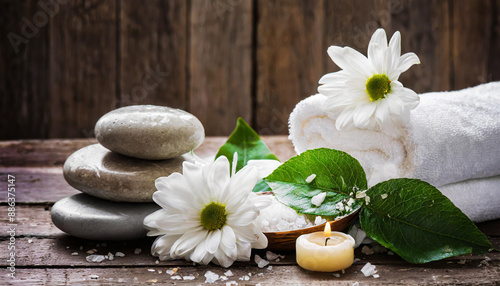 Spa still life with white flowers