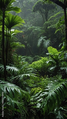 Verdant Greenery in a Tropical Rainfores photo