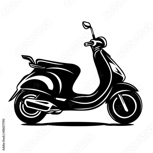 Classic Retro Scooter Black and White Illustration