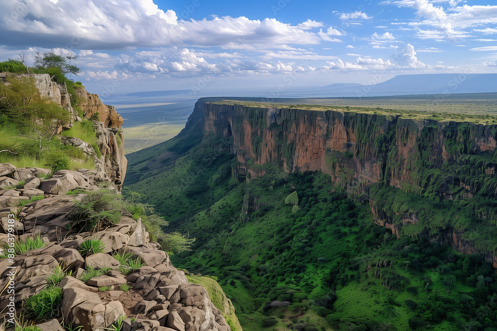 Breathtaking Vistas of the Iconic Great Rift Valley Escarpment Overlooking the Vast Wilderness of Kenya, East Africa Breathtaking Vistas of the Iconic Great Rift Valley Escarpment Overlooking the Vast Wilderness of Kenya, East Africa