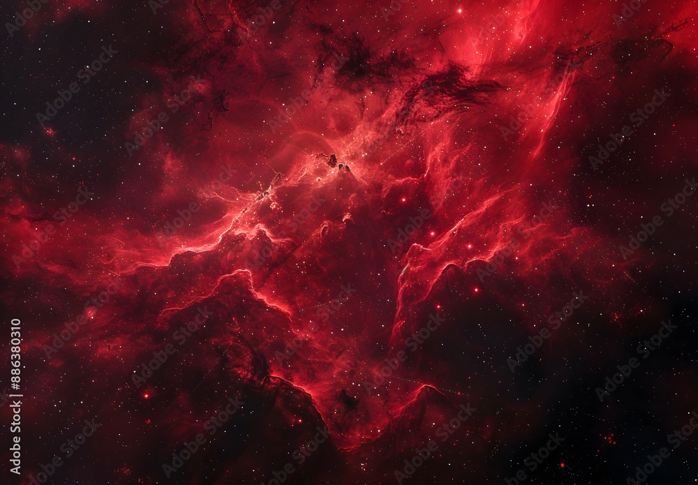Red Nebula Galaxy Space Background With Stars Red Nebula Galaxy Space Background With Stars